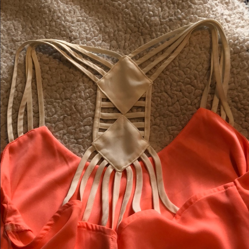 Coral tank top with strappy back